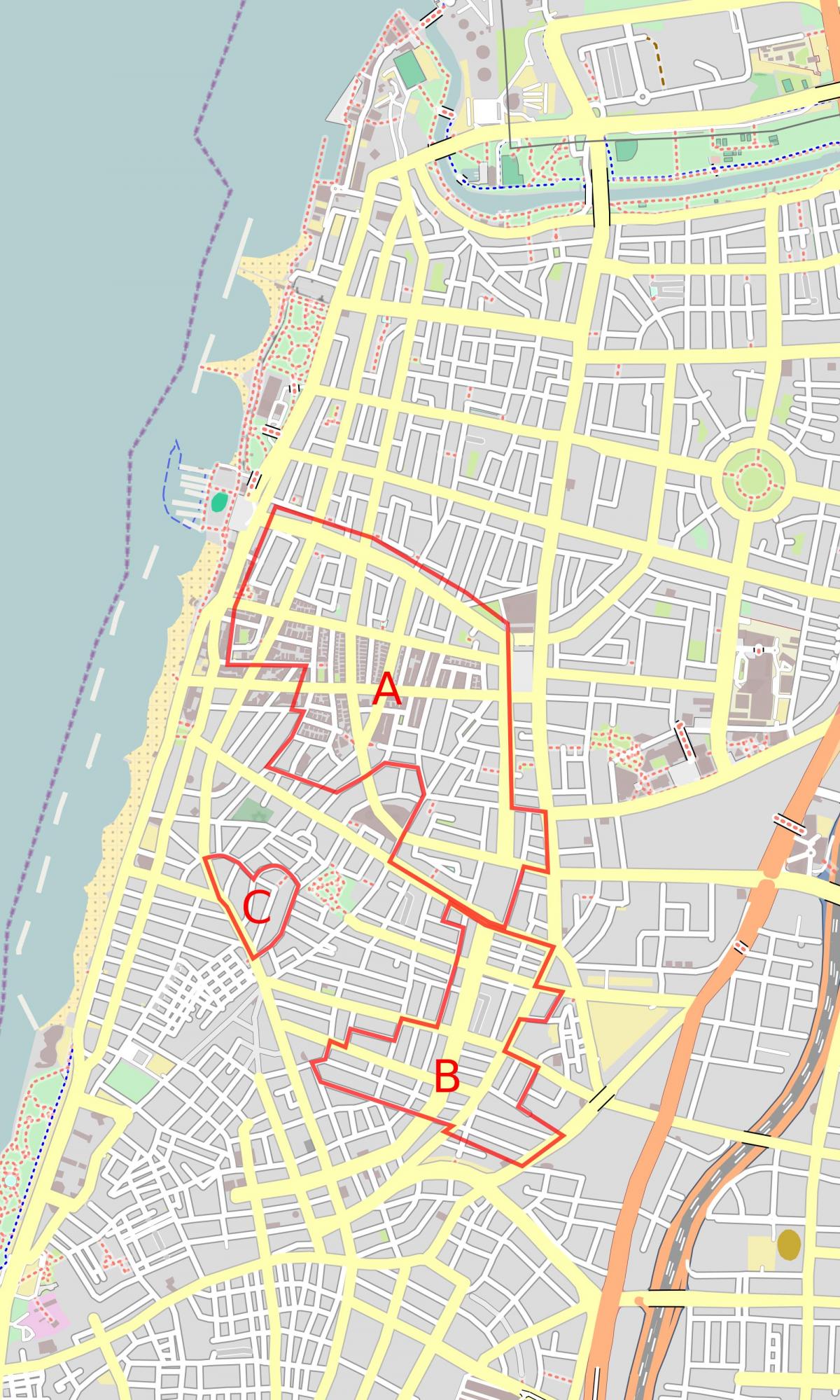 mapa de blanc ciutat de Tel Aviv