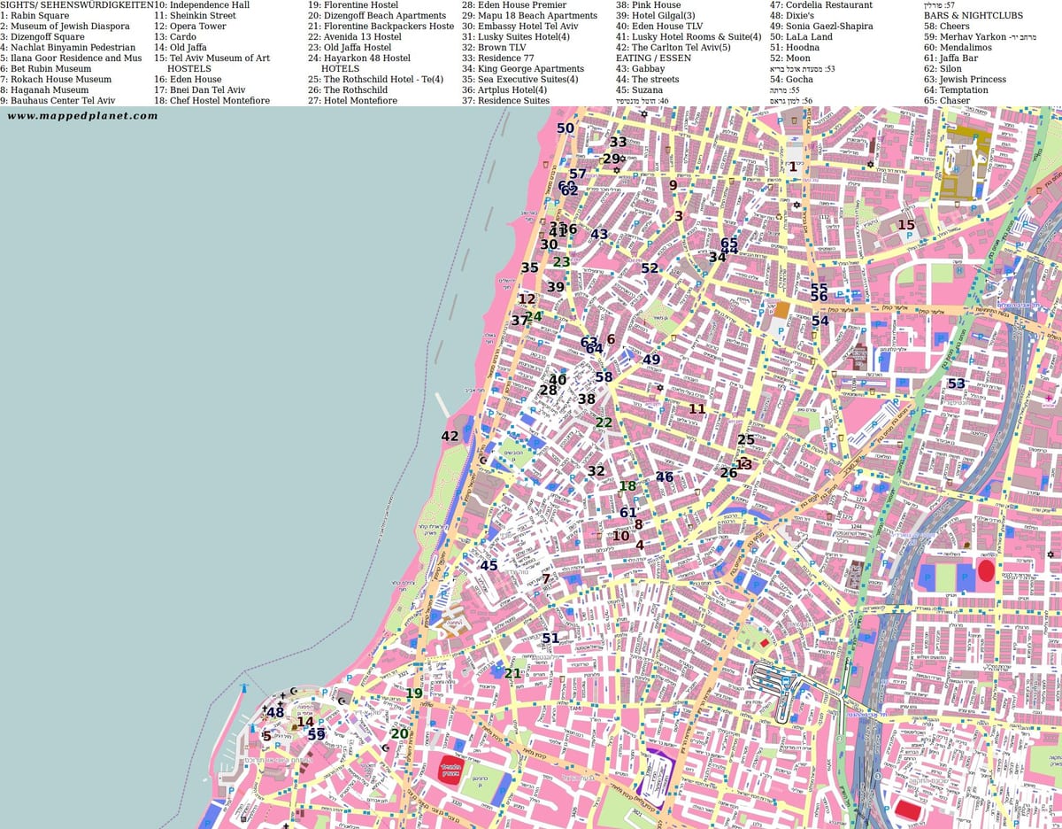 mapa de rabin plaça de Tel Aviv