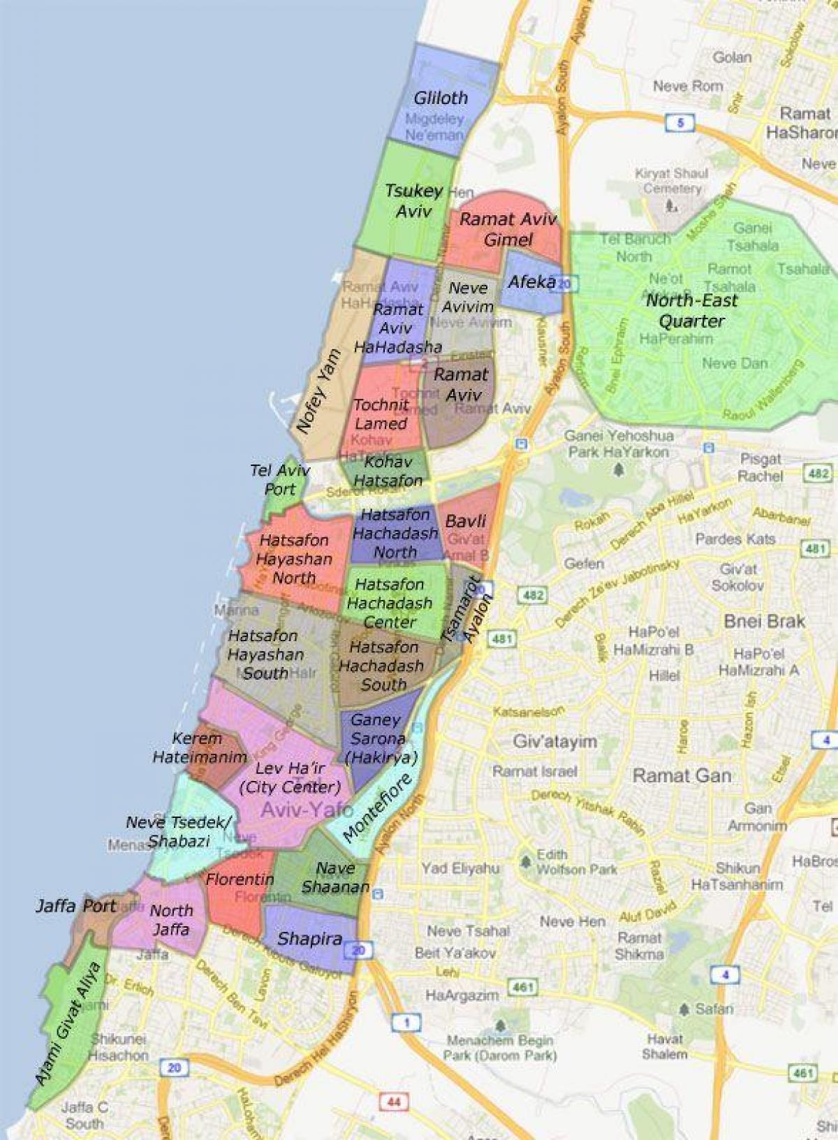 Tel Aviv barris mapa