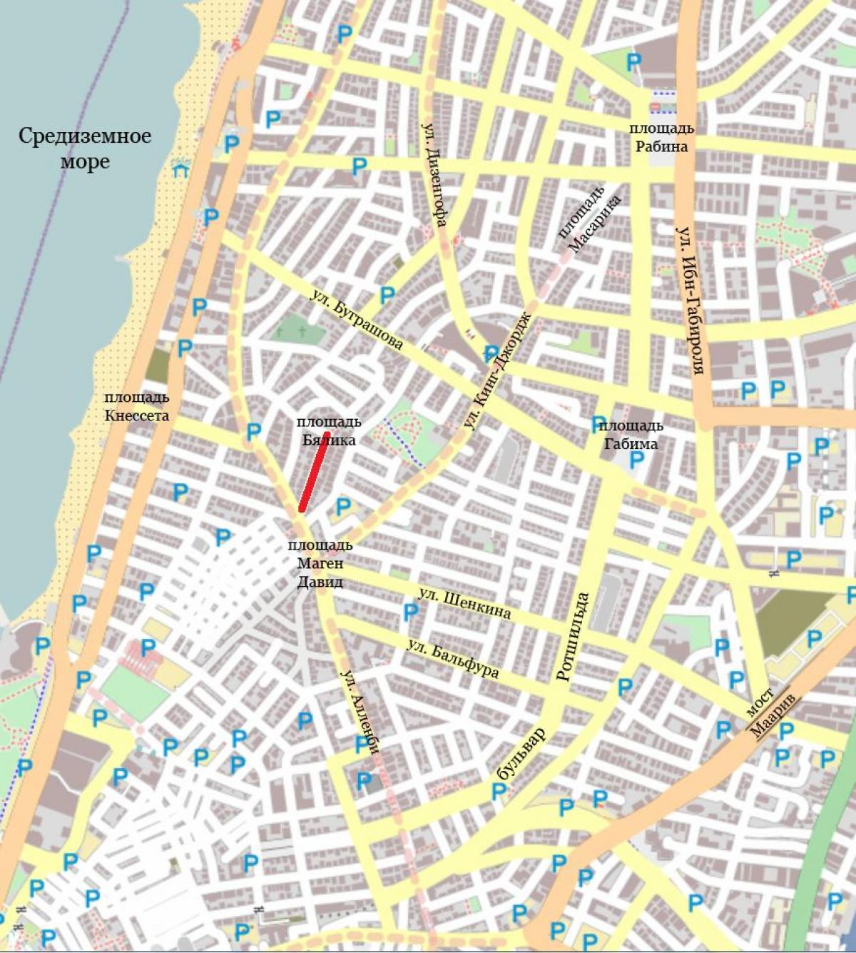 mapa de carrers de Tel Aviv, israel
