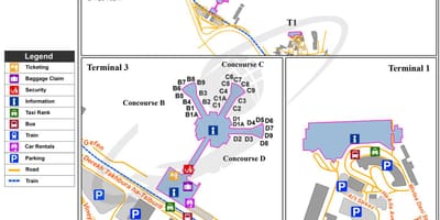 De Ben gurion l'aeroport internacional mapa