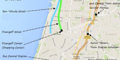 Mapa de Tel Aviv transport públic